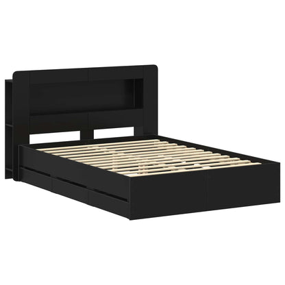 Telaio del letto con storage con testiera Nero 160 x 200 cm | homemem39