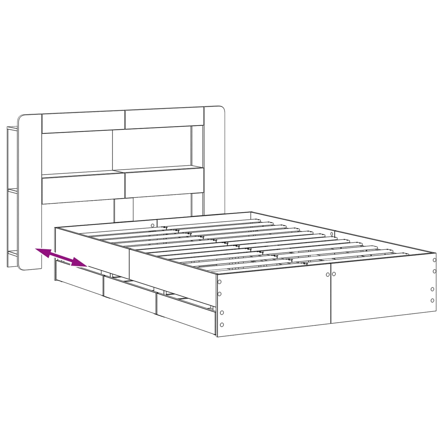 Telaio del letto con storage con testiera Nero 160 x 200 cm | homemem39