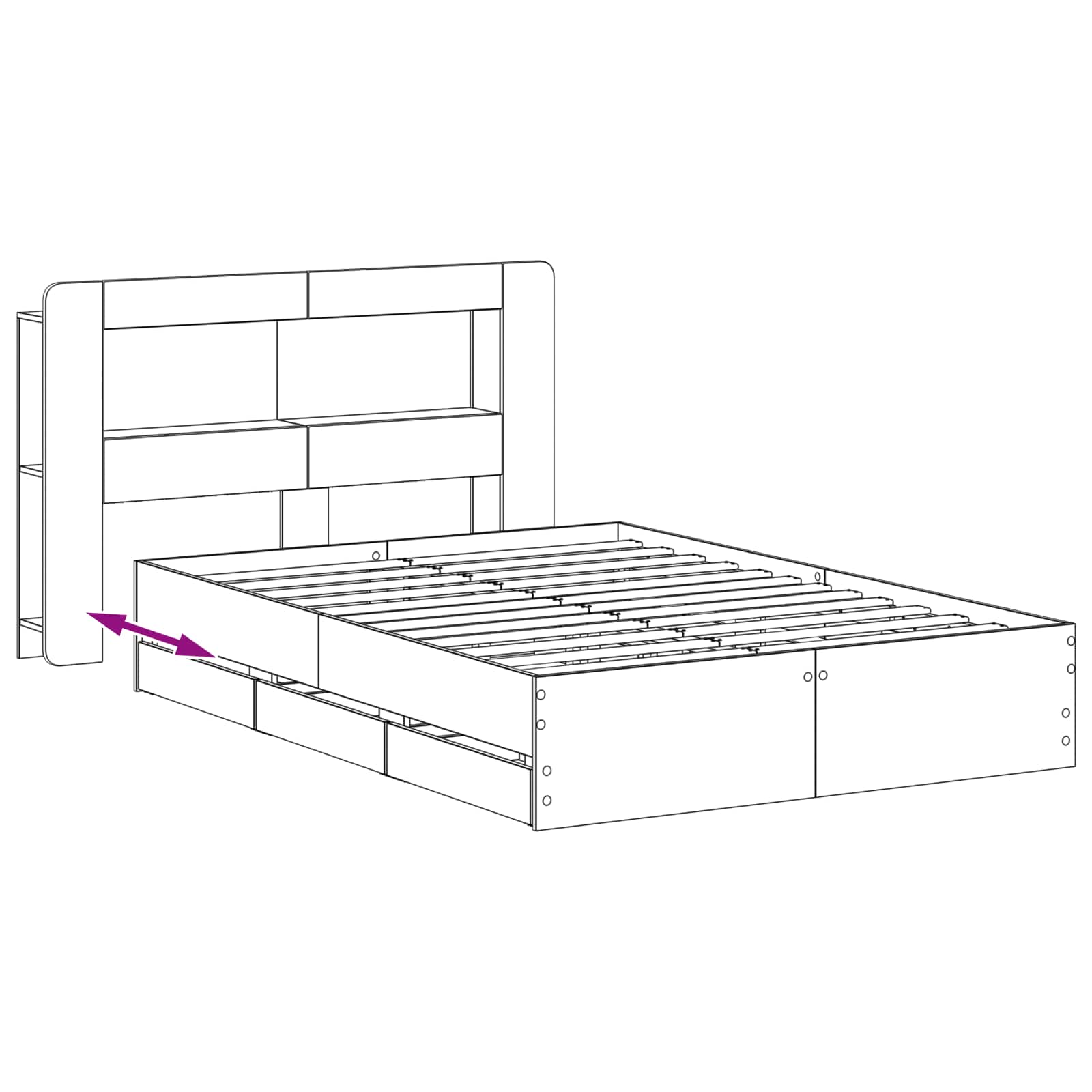 Telaio del letto con storage con testiera Nero 160 x 200 cm | homemem39