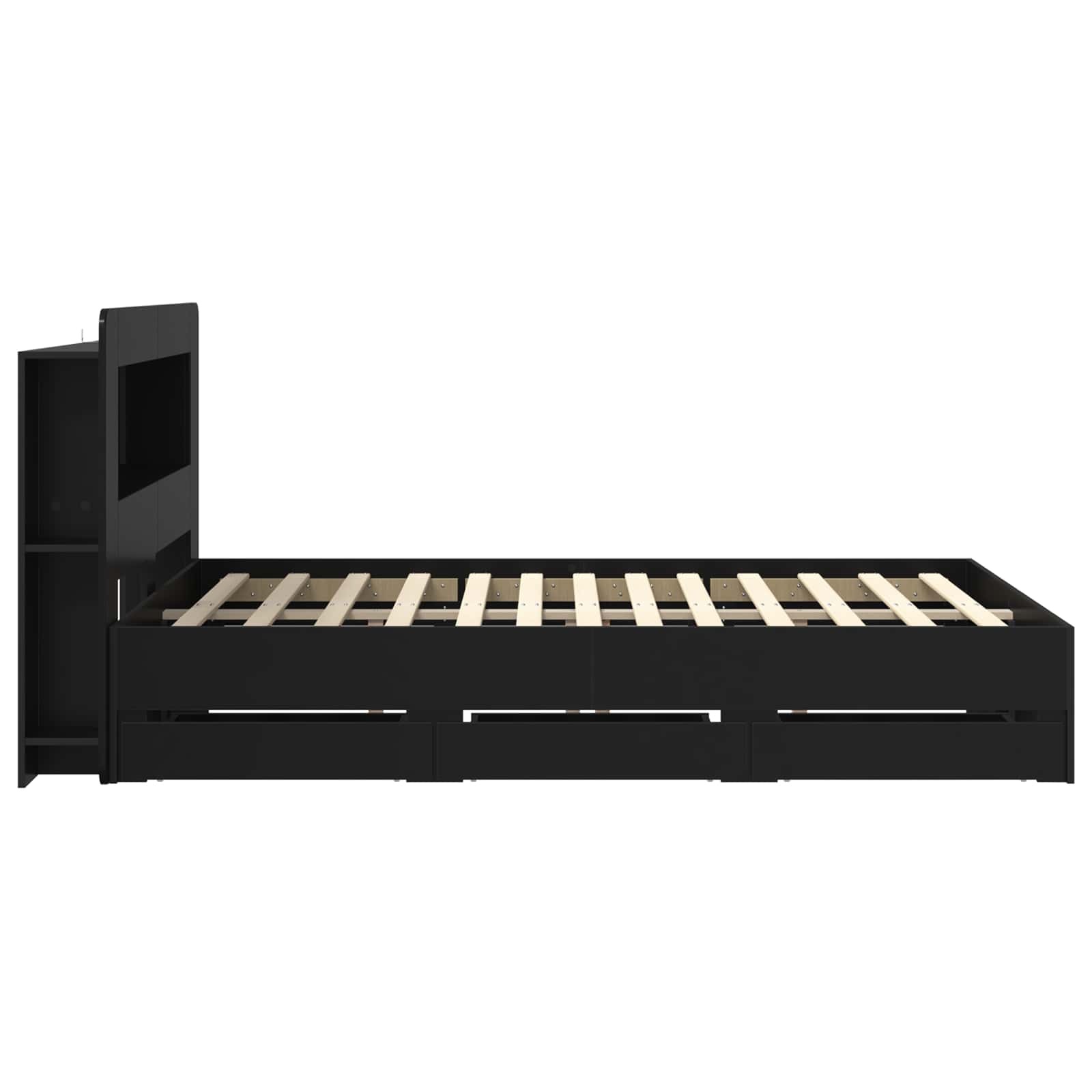 Telaio del letto con storage con testiera Nero 160 x 200 cm | homemem39