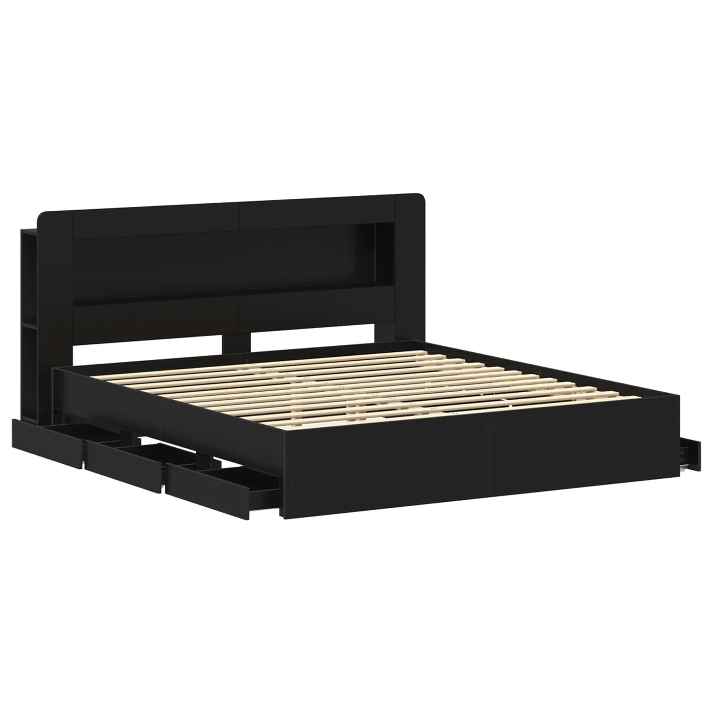 Telaio del letto con storage con testiera Nero 180 x 200 cm | homemem39