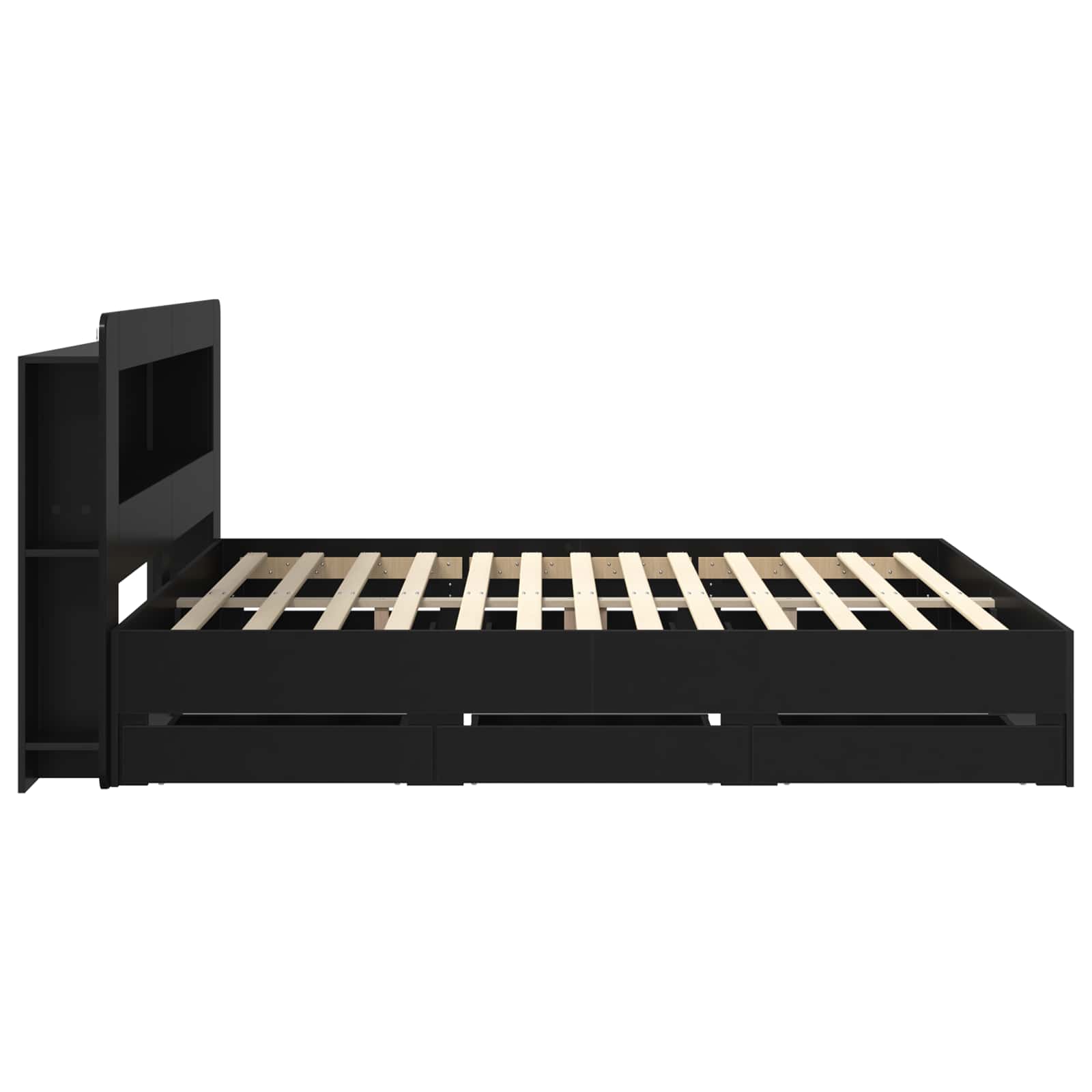 Telaio del letto con storage con testiera Nero 180 x 200 cm | homemem39
