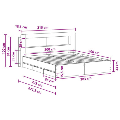 Telaio del letto con storage con testiera Nero 200 x 200 cm | homemem39