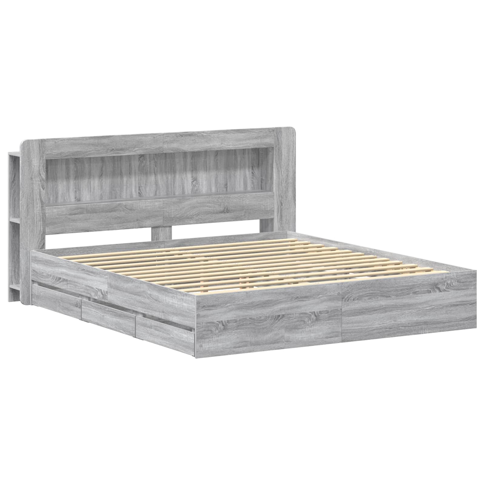 Telaio del letto con storage Sonoma grigio 200 x 200 cm | homemem39