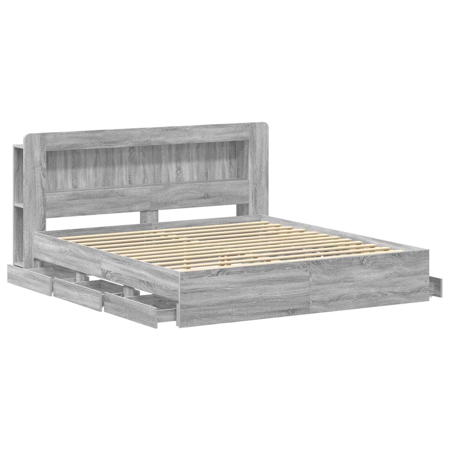 Telaio del letto con storage Sonoma grigio 200 x 200 cm | homemem39