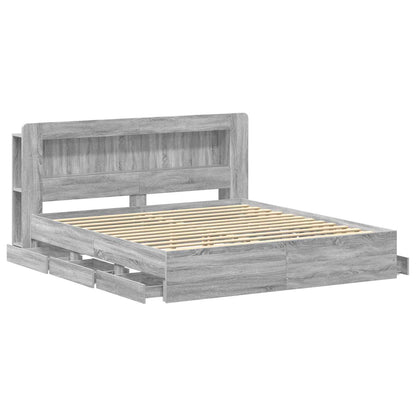 Telaio del letto con storage Sonoma grigio 200 x 200 cm | homemem39