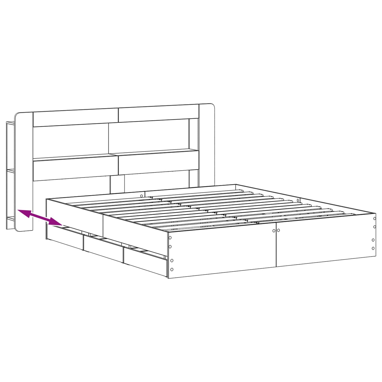 Telaio del letto con storage Sonoma grigio 200 x 200 cm | homemem39