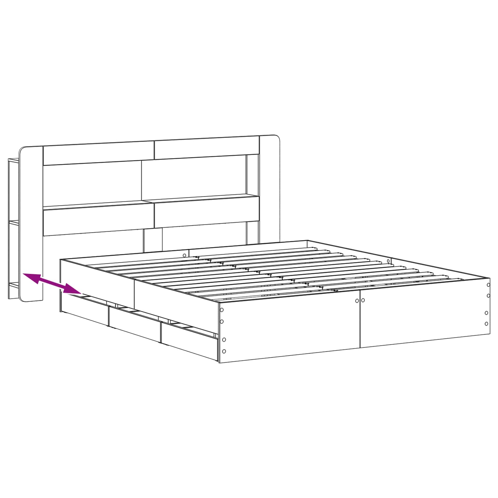 Telaio del letto con storage Sonoma grigio 200 x 200 cm | homemem39