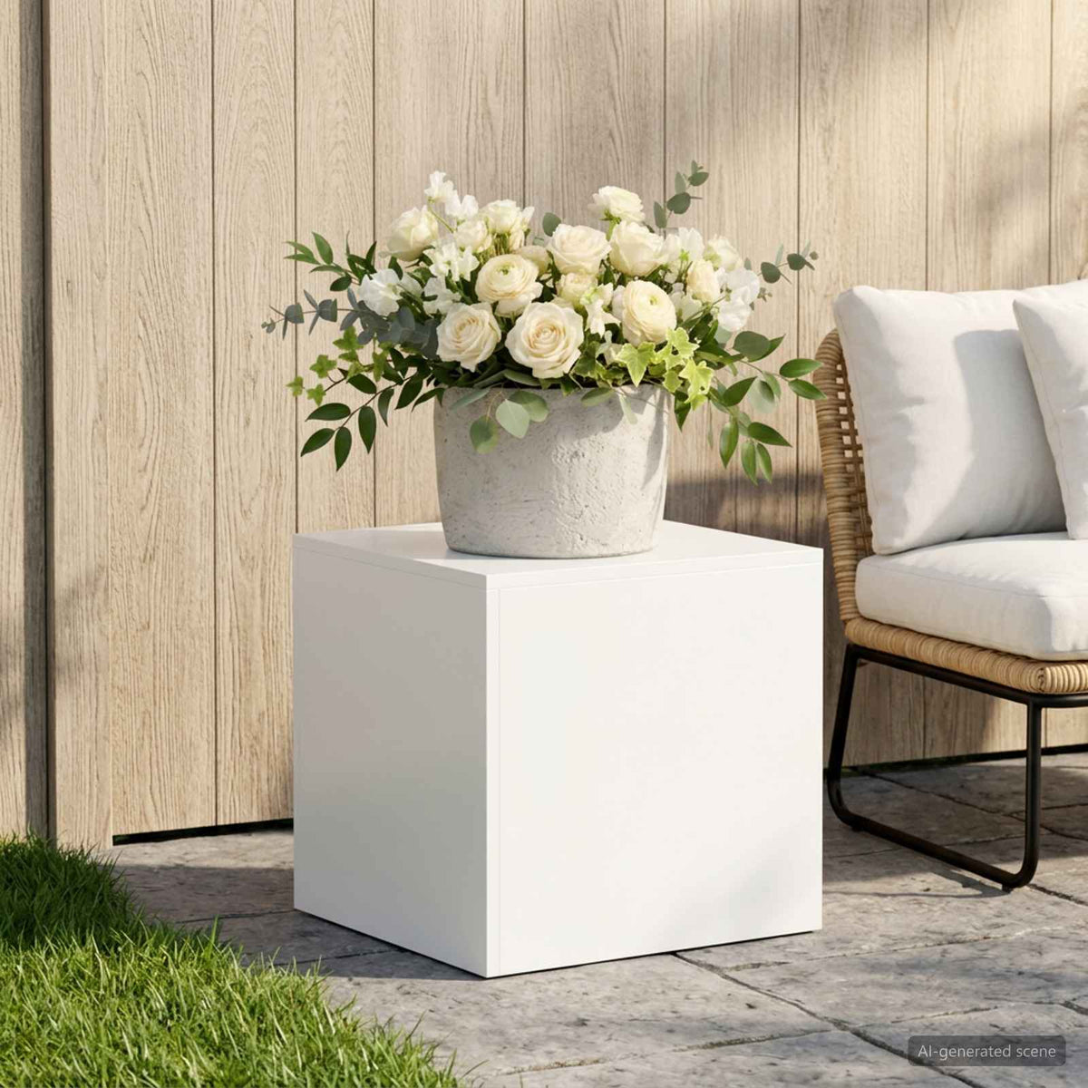 Supporto per piante Bianco 40 x 40 x 40 cm Acciaio | homemem39