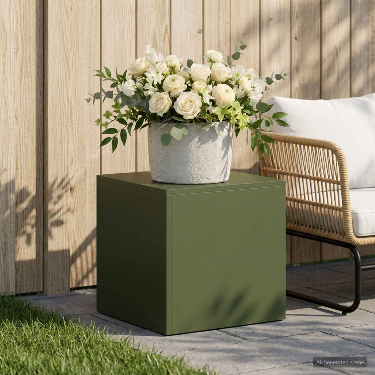 Supporto per piante Verde Oliva 40 x 40 x 40 cm Acciaio Corten | homemem39