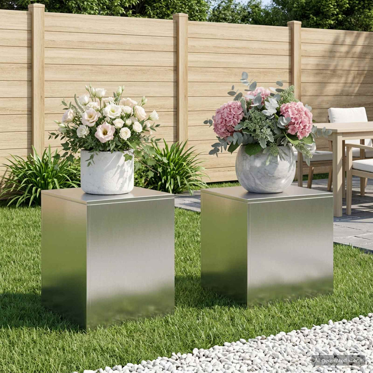 Supporto per piante 2 pcs Argento 40 x 40 x 40 cm Acciaio