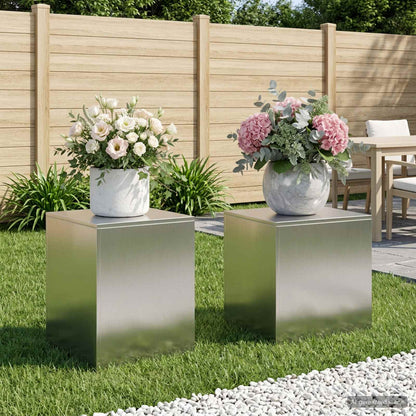 Supporto per piante 2 pcs Argento 40 x 40 x 40 cm Acciaio