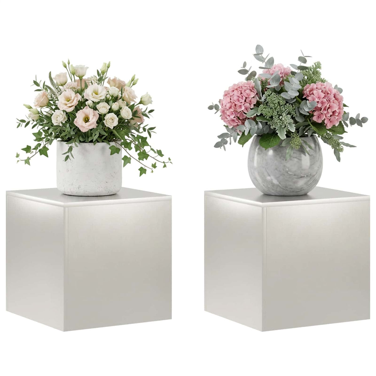 Supporto per piante 2 pcs Argento 40 x 40 x 40 cm Acciaio