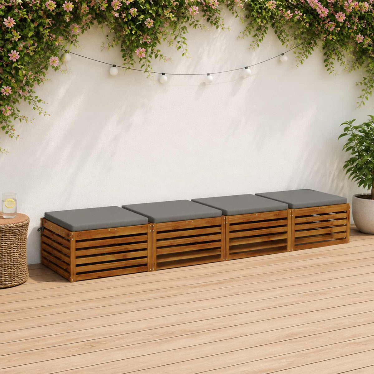 Cuscini per Seduta SOEST 4 pz 100% Poliestere Grigio
