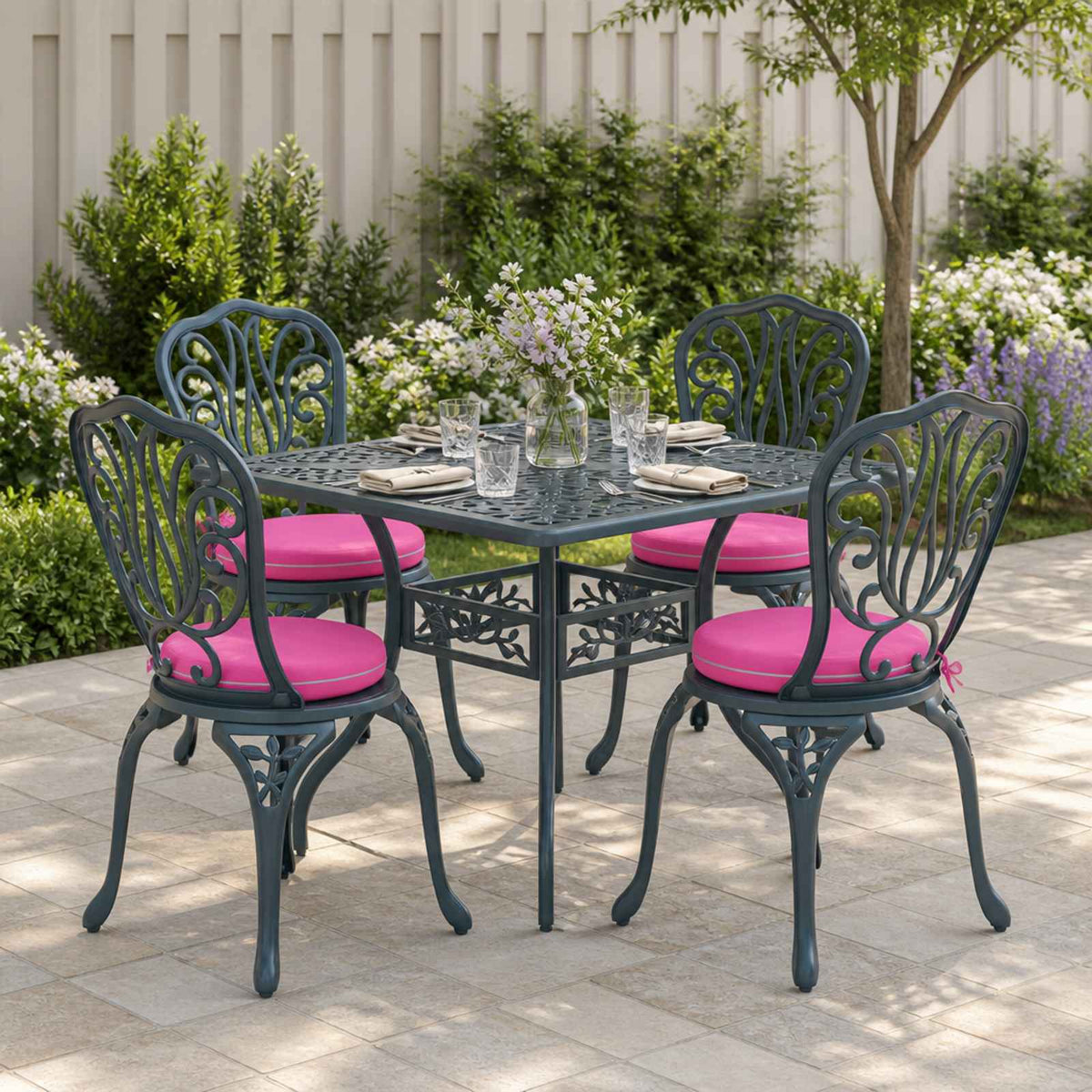 Cuscini per Sedia in 4 Pezzi SOEST 4 pz 100% Poliestere Rosa