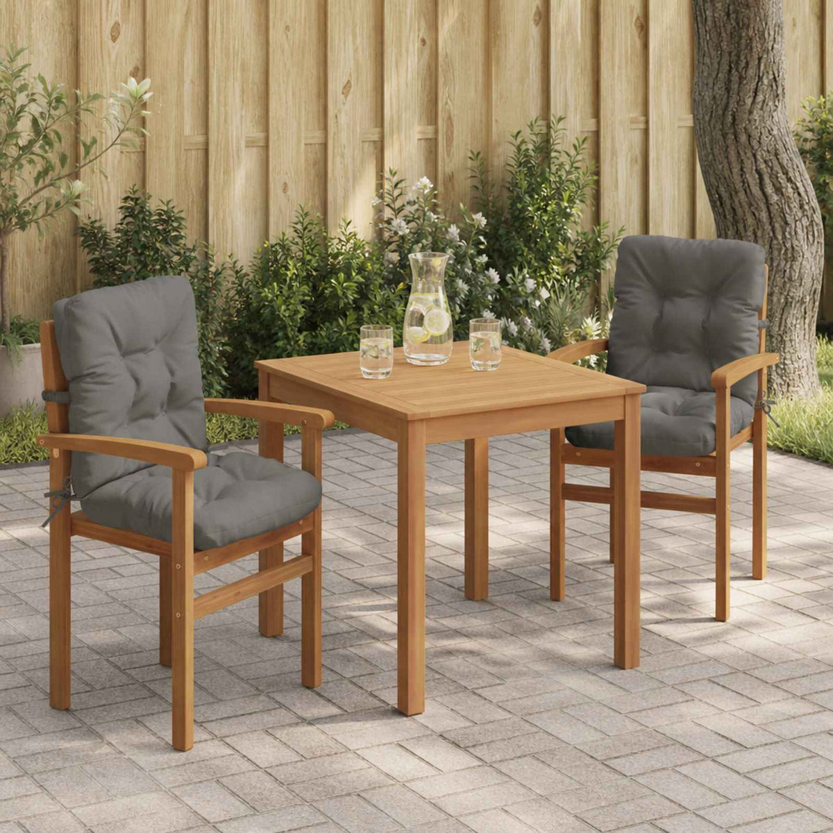 Cuscini per Sedia Alta in 2 Pezzi VIANEN 100% Poliestere Grigio
