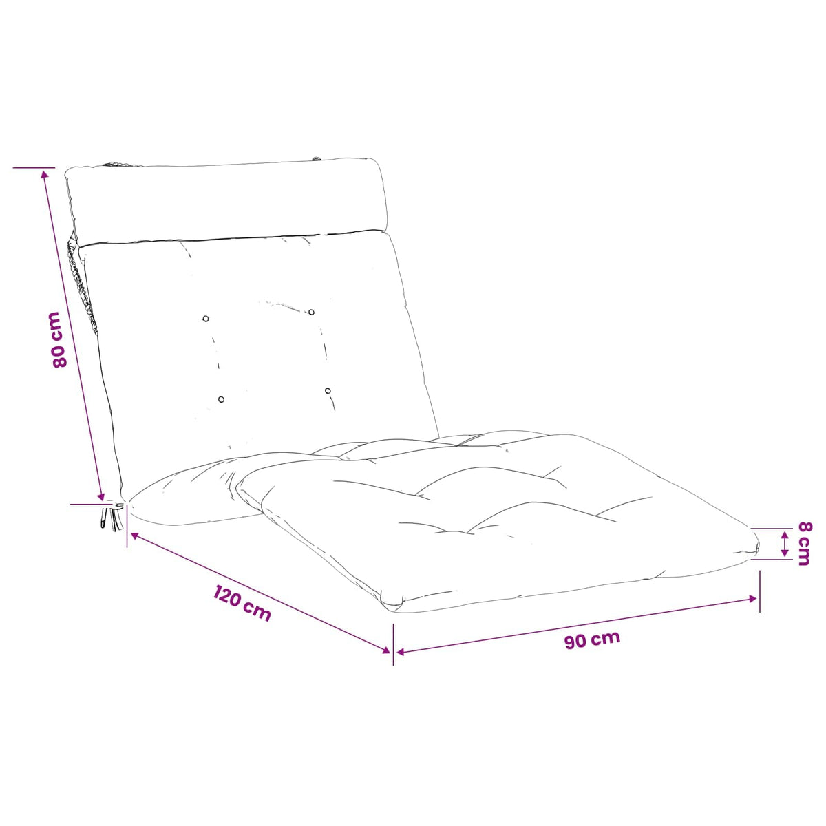 Cuscino per Lettino VIANEN 100% Poliestere Tortora