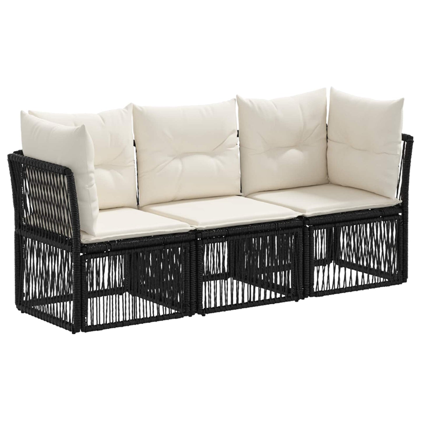 Set Divano da Giardino 3 pcs Nero polyrattan | homemem39