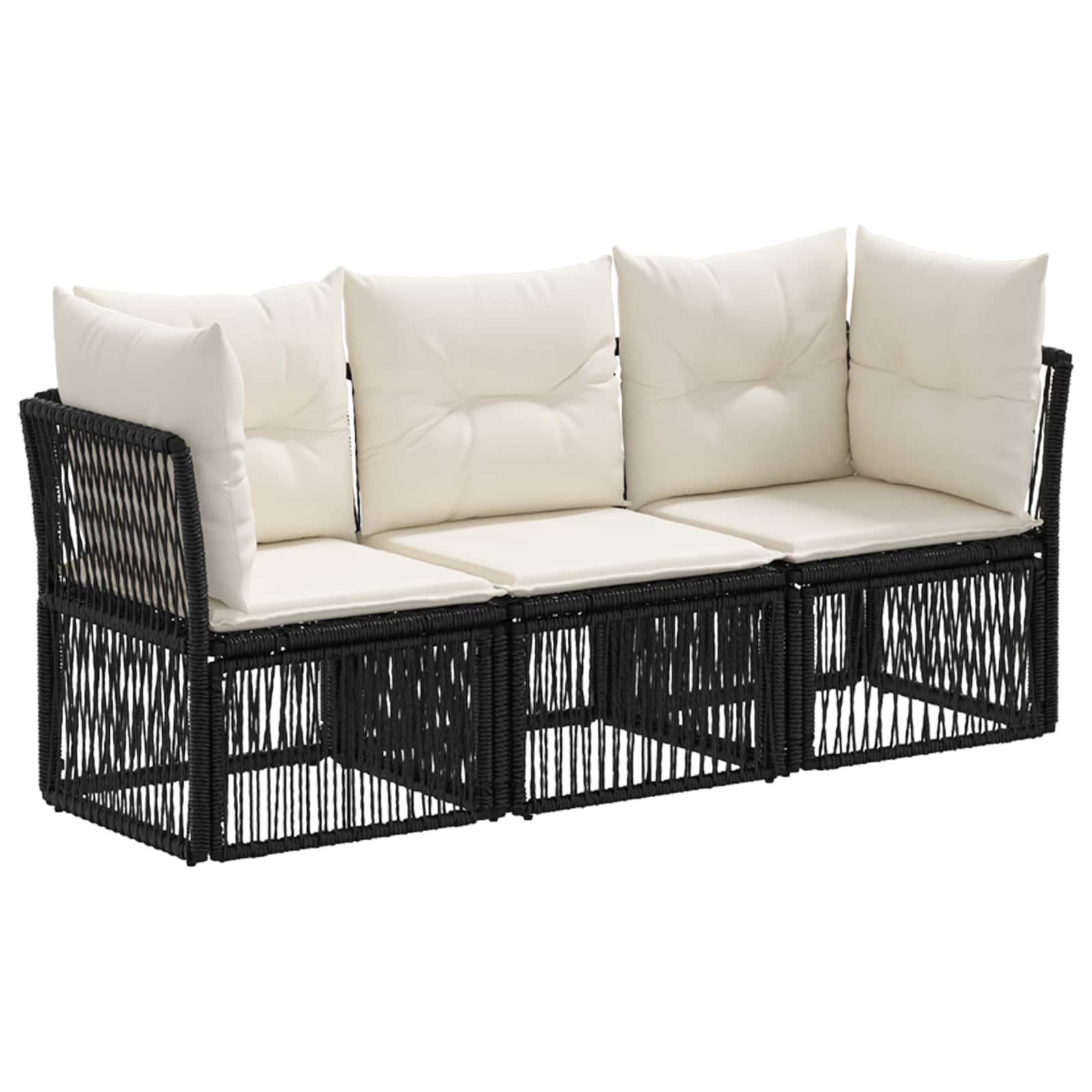 Set Divano da Giardino 3 pcs Nero polyrattan | homemem39