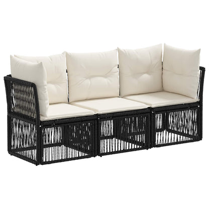 Set Divano da Giardino 3 pcs Nero polyrattan | homemem39