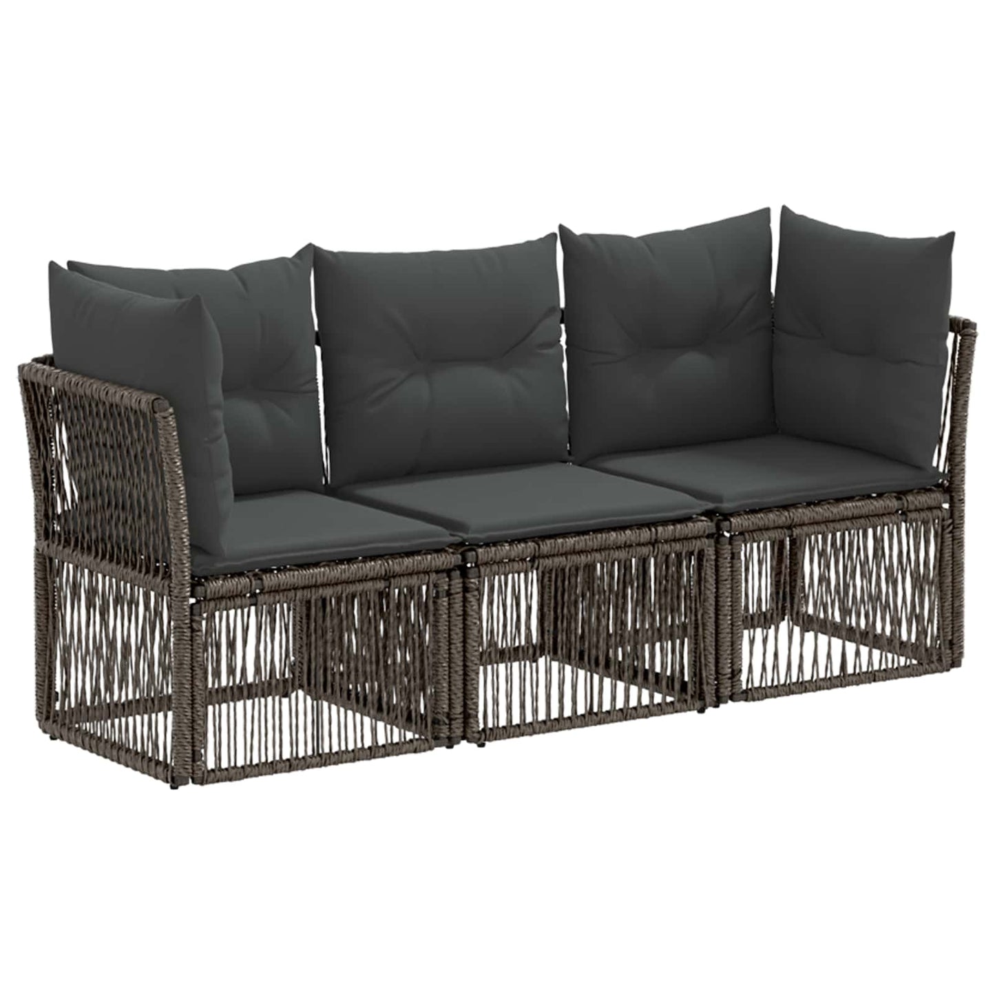 Set Divano da Giardino 3 pcs Grigio polyrattan | homemem39