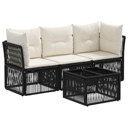 Set Divano da Giardino 4 pcs Nero polyrattan | homemem39