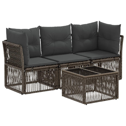 Set Divano da Giardino 4 pcs Grigio polyrattan | homemem39