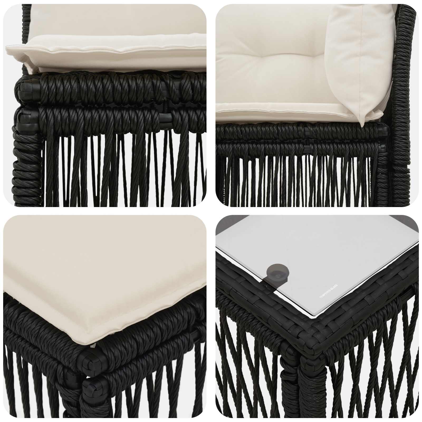 Set Divano da Giardino 5 pcs Nero polyrattan | homemem39