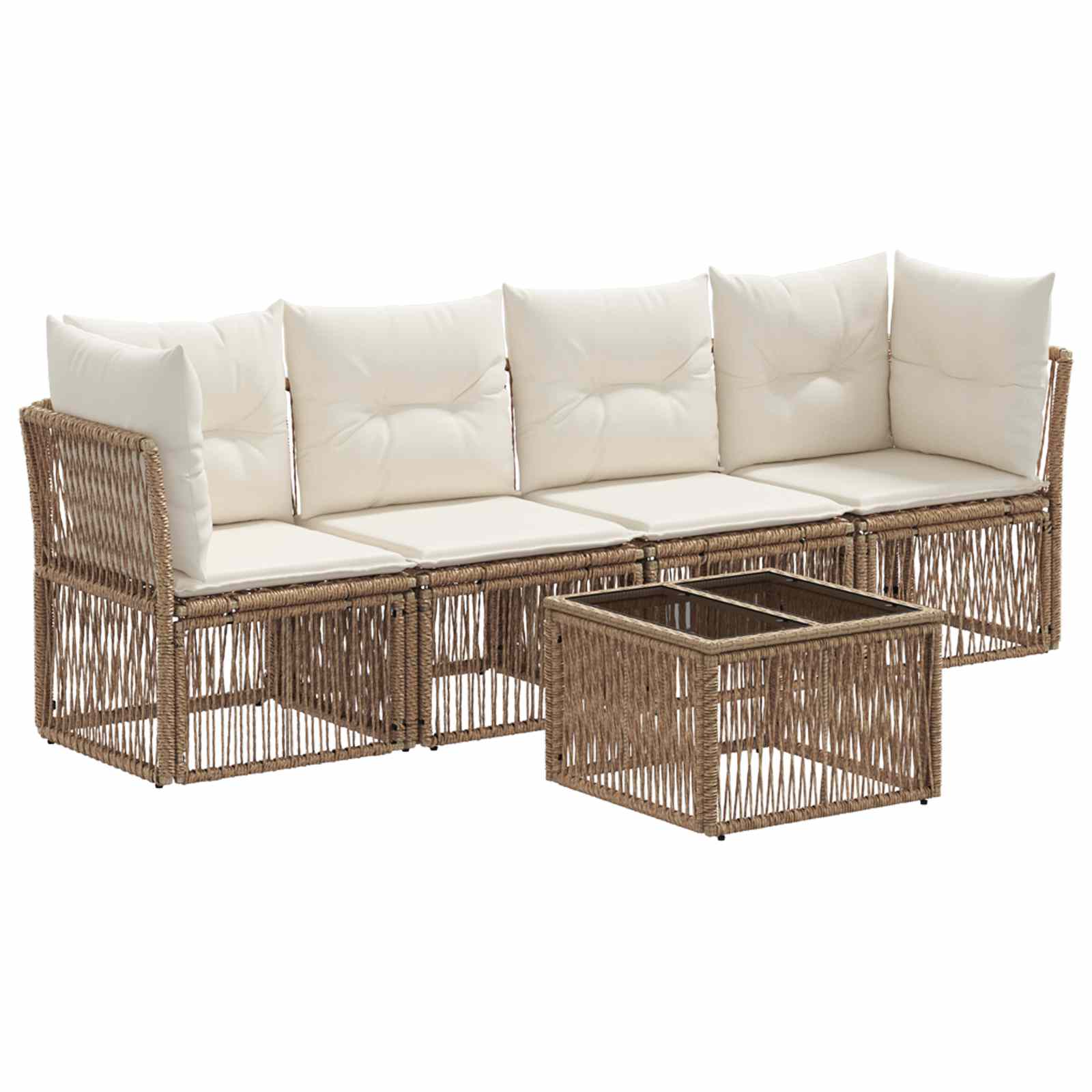 Set Divano da Giardino 5 pcs Beige polyrattan | homemem39