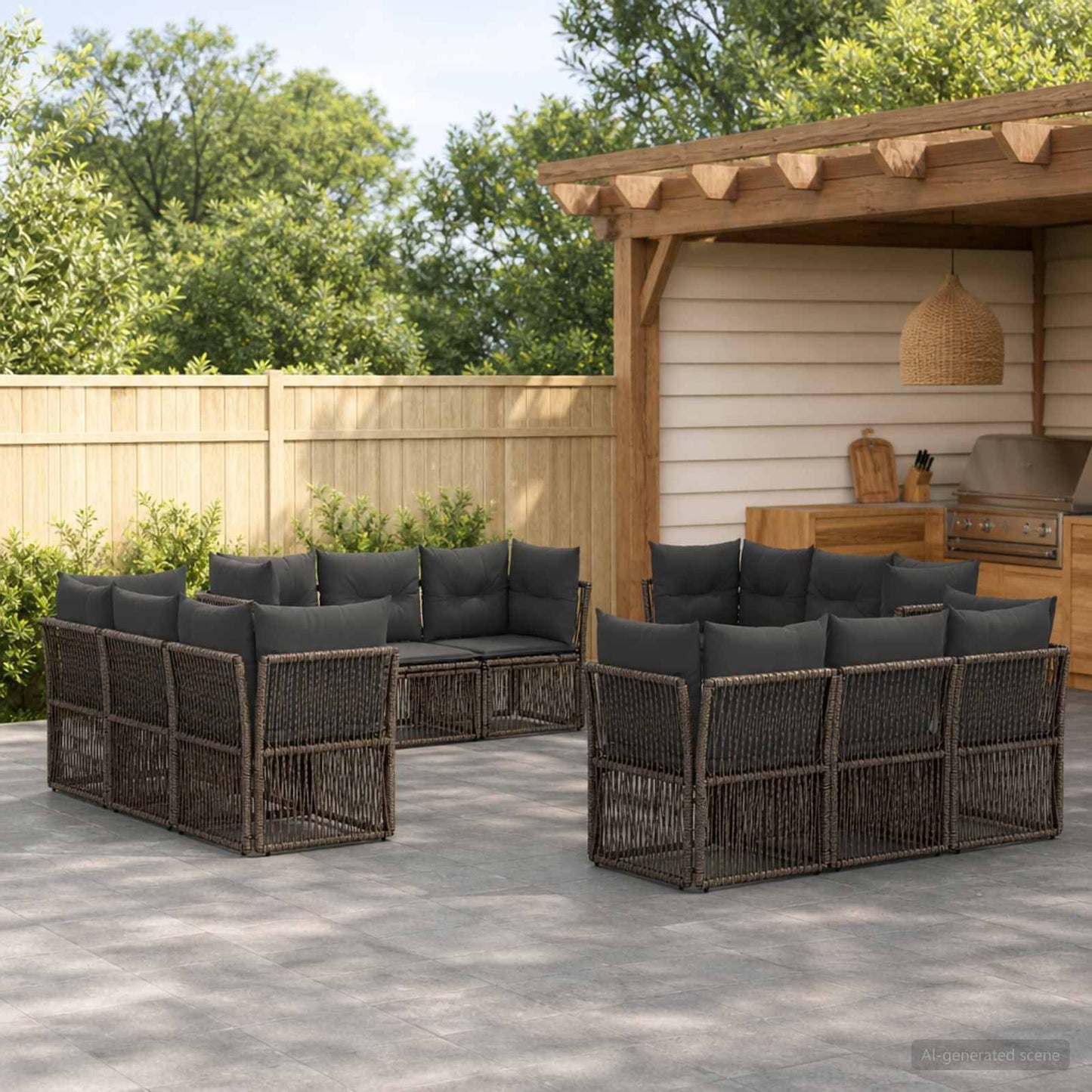 Set Divano da Giardino 12 pcs Grigio polyrattan | homemem39