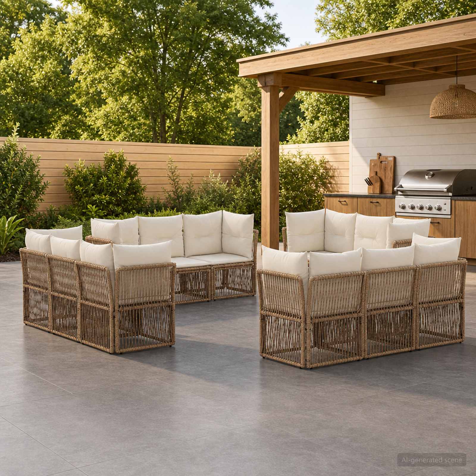 Set Divano da Giardino 12 pcs Beige polyrattan | homemem39