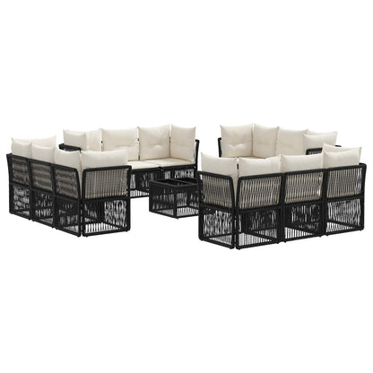Set Divano da Giardino 13 pcs Nero polyrattan | homemem39