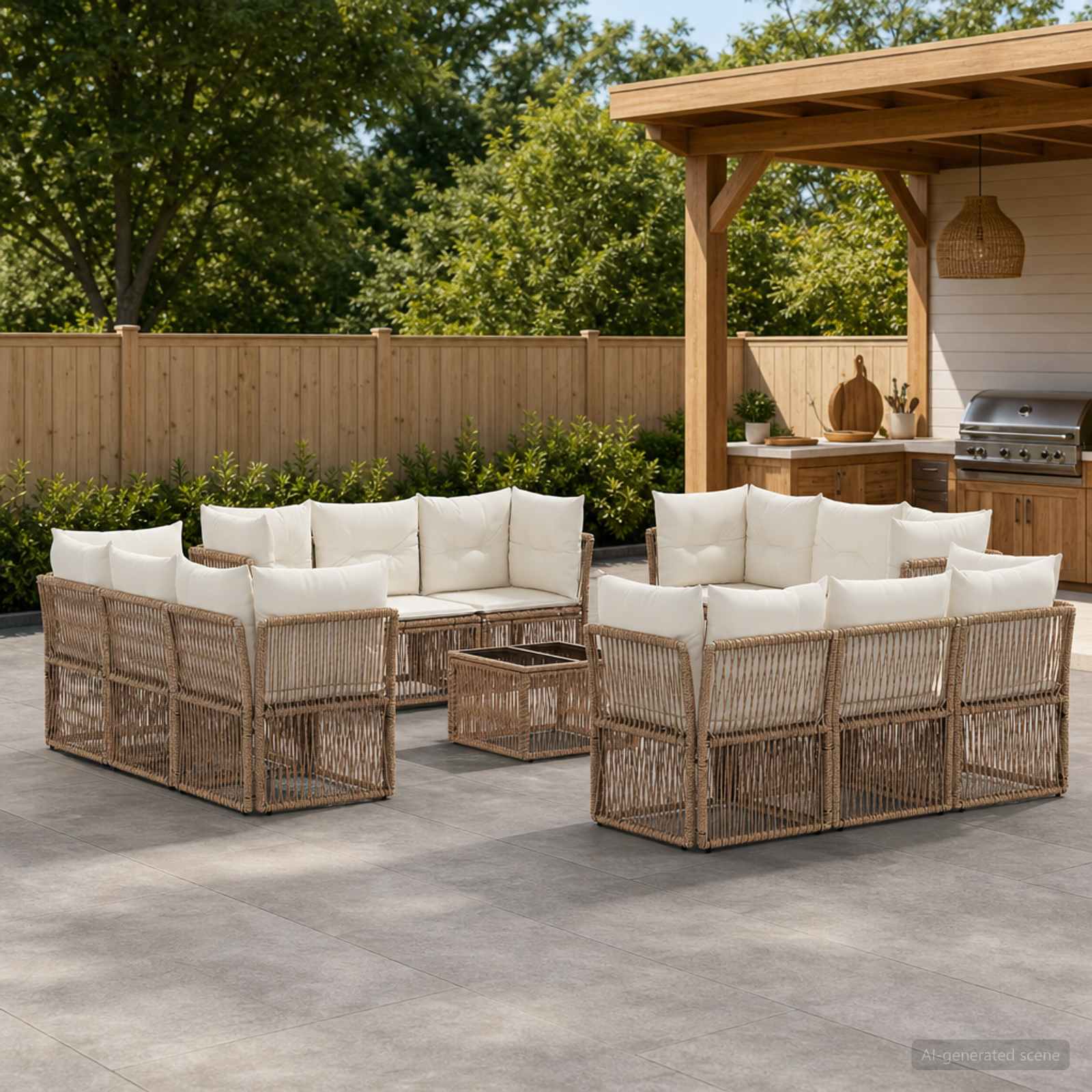 Set Divano da Giardino 13 pcs Beige polyrattan | homemem39