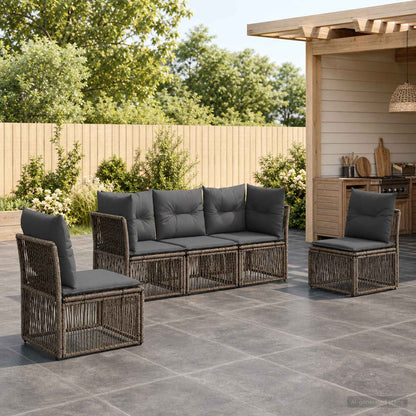 Set Divano da Giardino 5 pcs Grigio polyrattan | homemem39