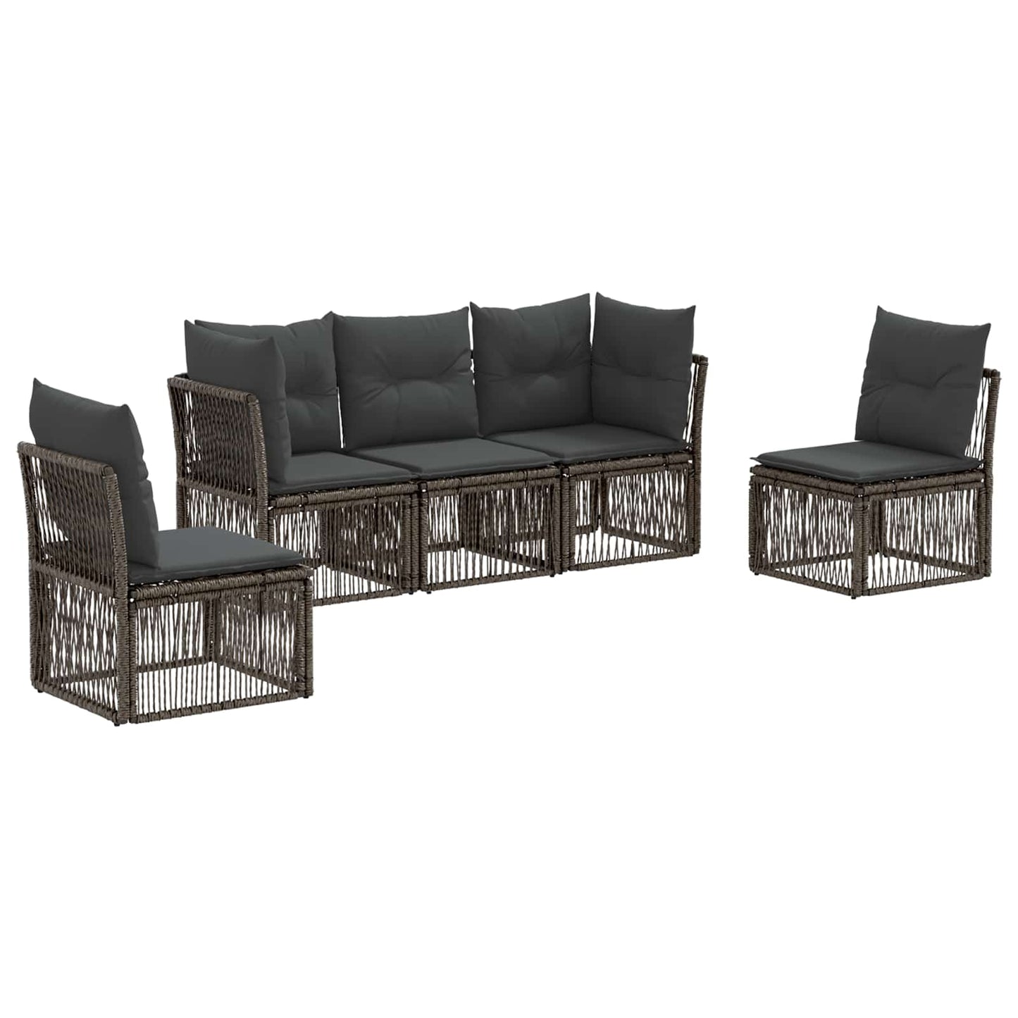 Set Divano da Giardino 5 pcs Grigio polyrattan | homemem39