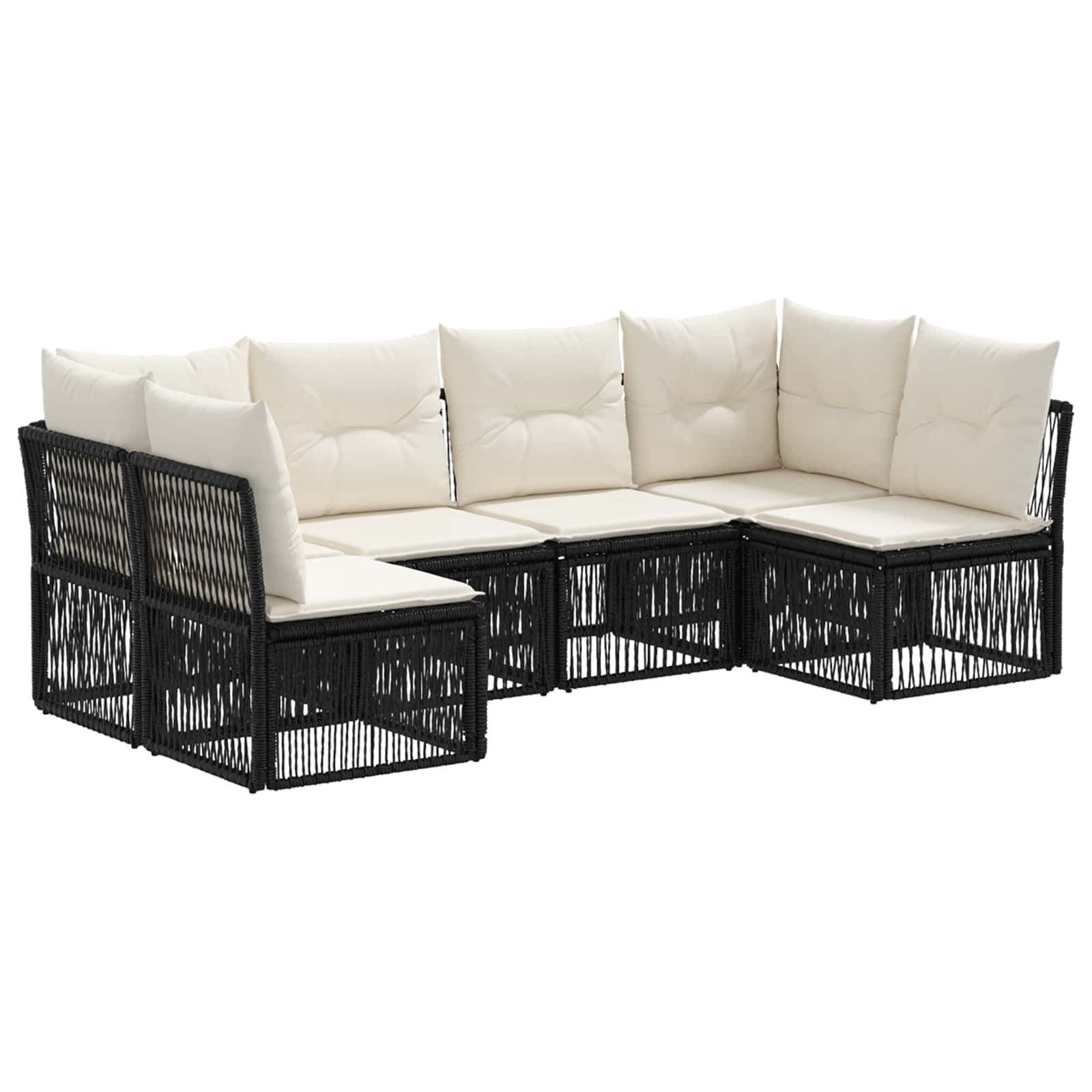 Set Divano da Giardino 6 pcs Nero polyrattan | homemem39