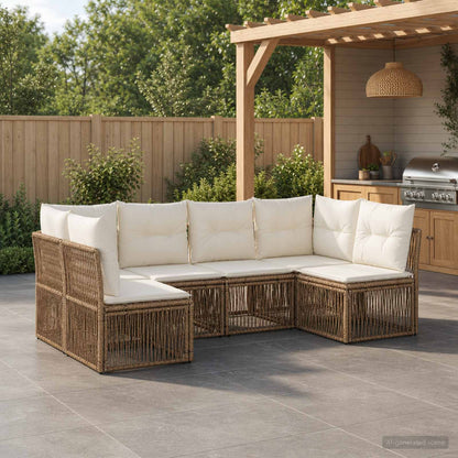 Set Divano da Giardino 6 pcs Beige polyrattan | homemem39