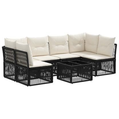 Set Divano da Giardino 7 pcs Nero polyrattan | homemem39