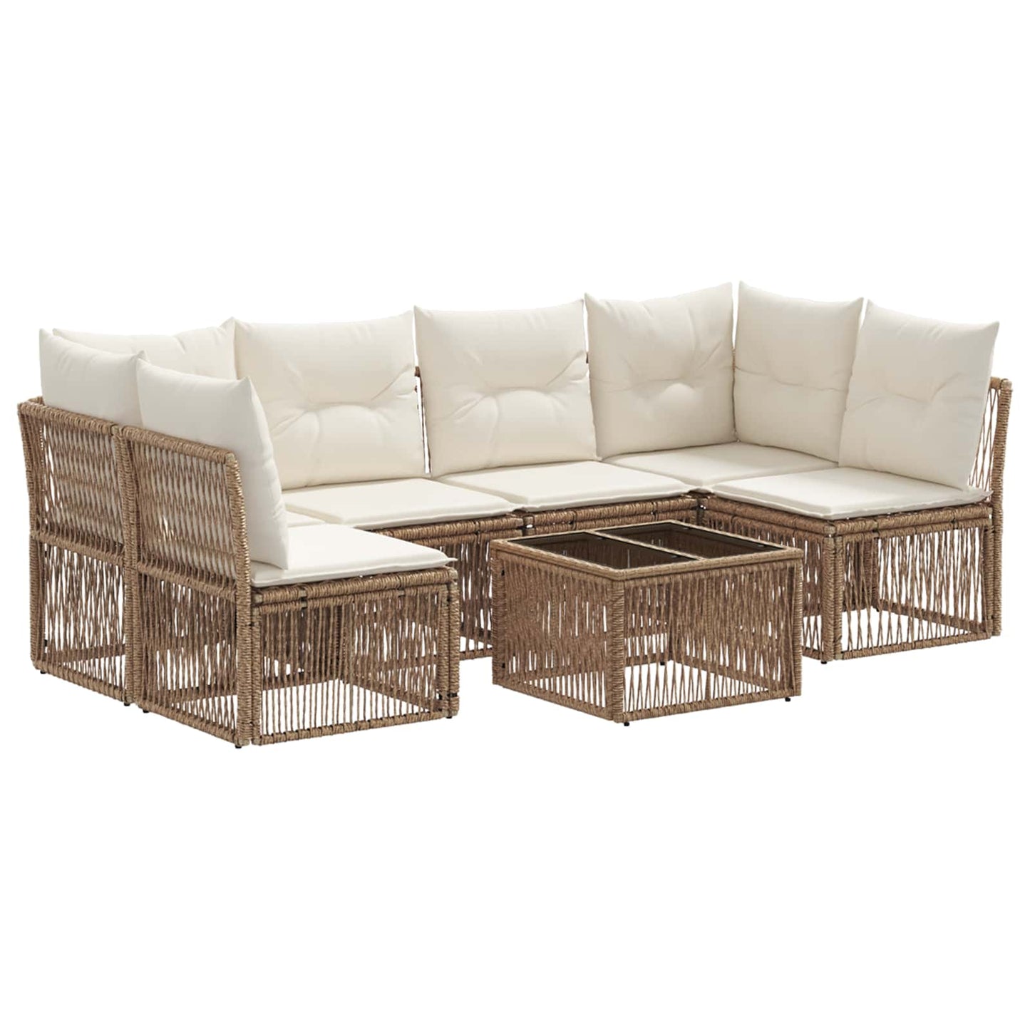 Set Divano da Giardino 7 pcs Beige polyrattan | homemem39