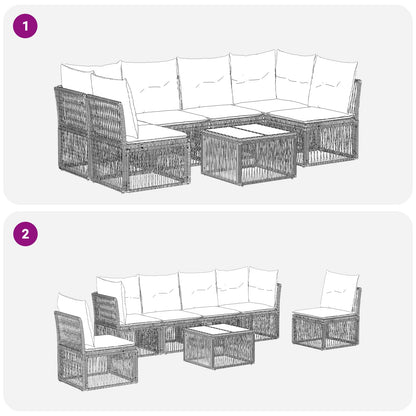 Set Divano da Giardino 7 pcs Beige polyrattan | homemem39