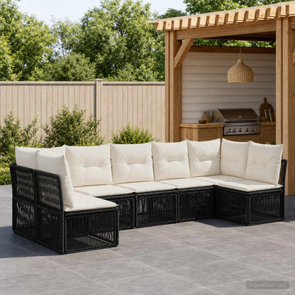 Set Divano da Giardino 7 pcs Nero polyrattan | homemem39