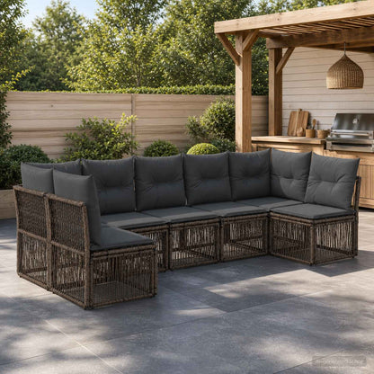 Set Divano da Giardino 7 pcs Grigio polyrattan | homemem39