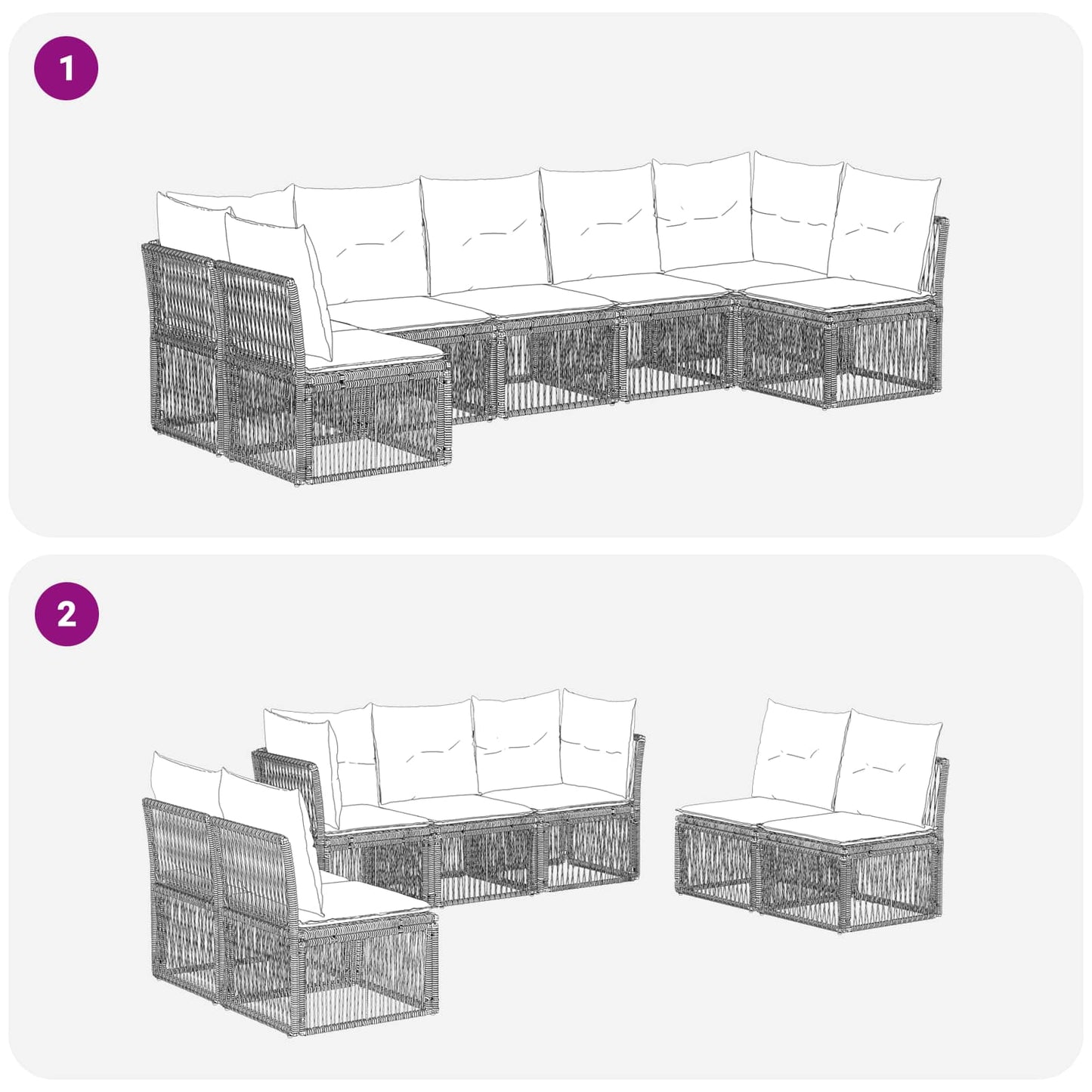 Set Divano da Giardino 7 pcs Beige polyrattan | homemem39