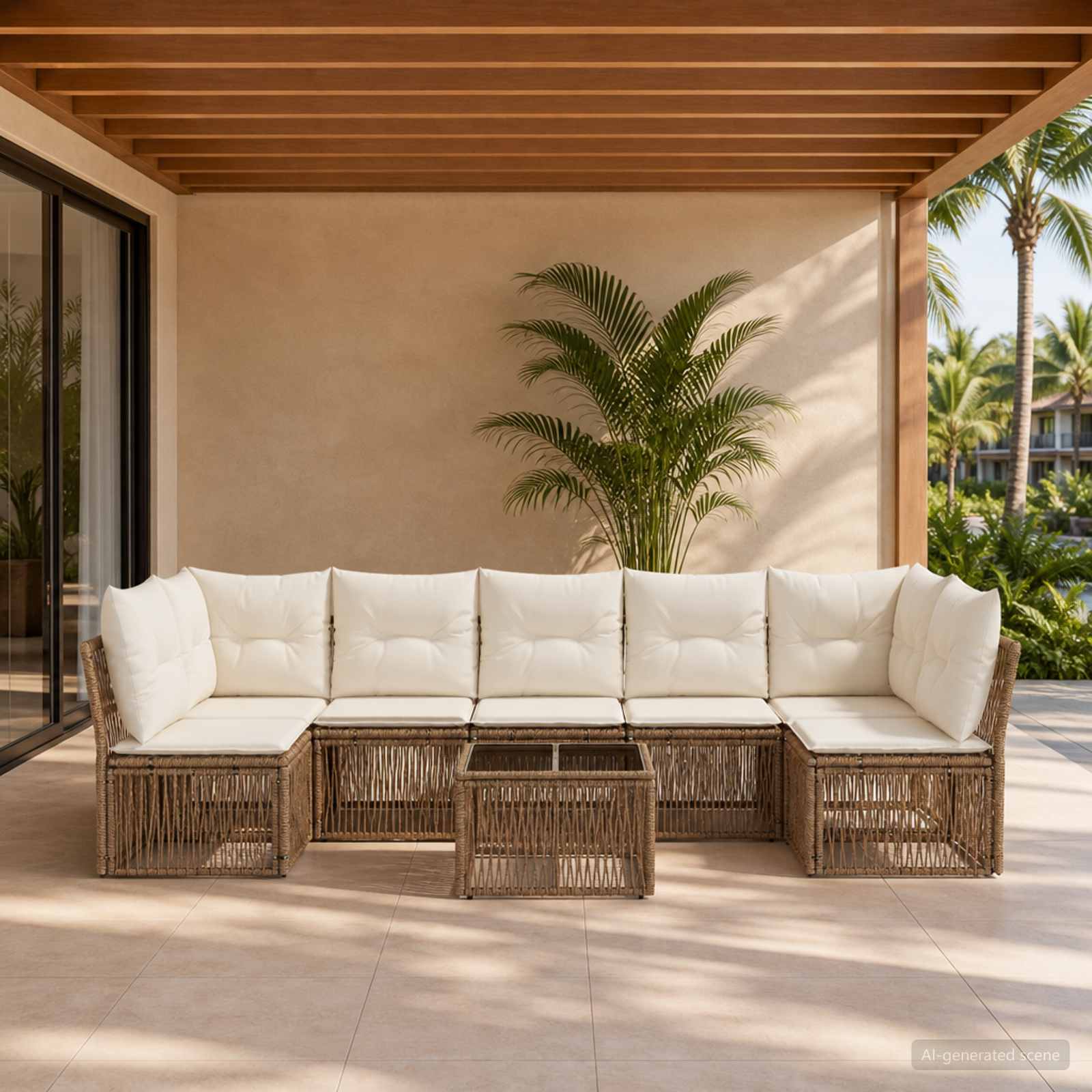 Set Divano da Giardino 8 pcs Beige polyrattan | homemem39