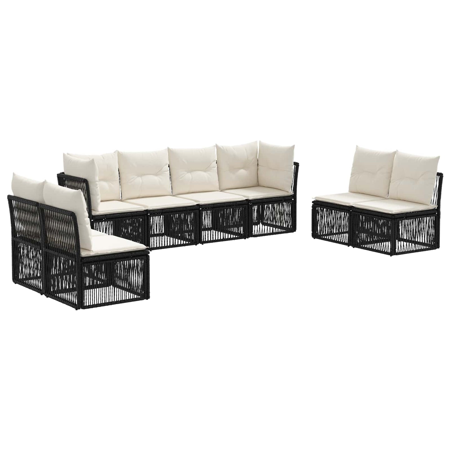 Set Divano da Giardino 8 pz Nero polyrattan