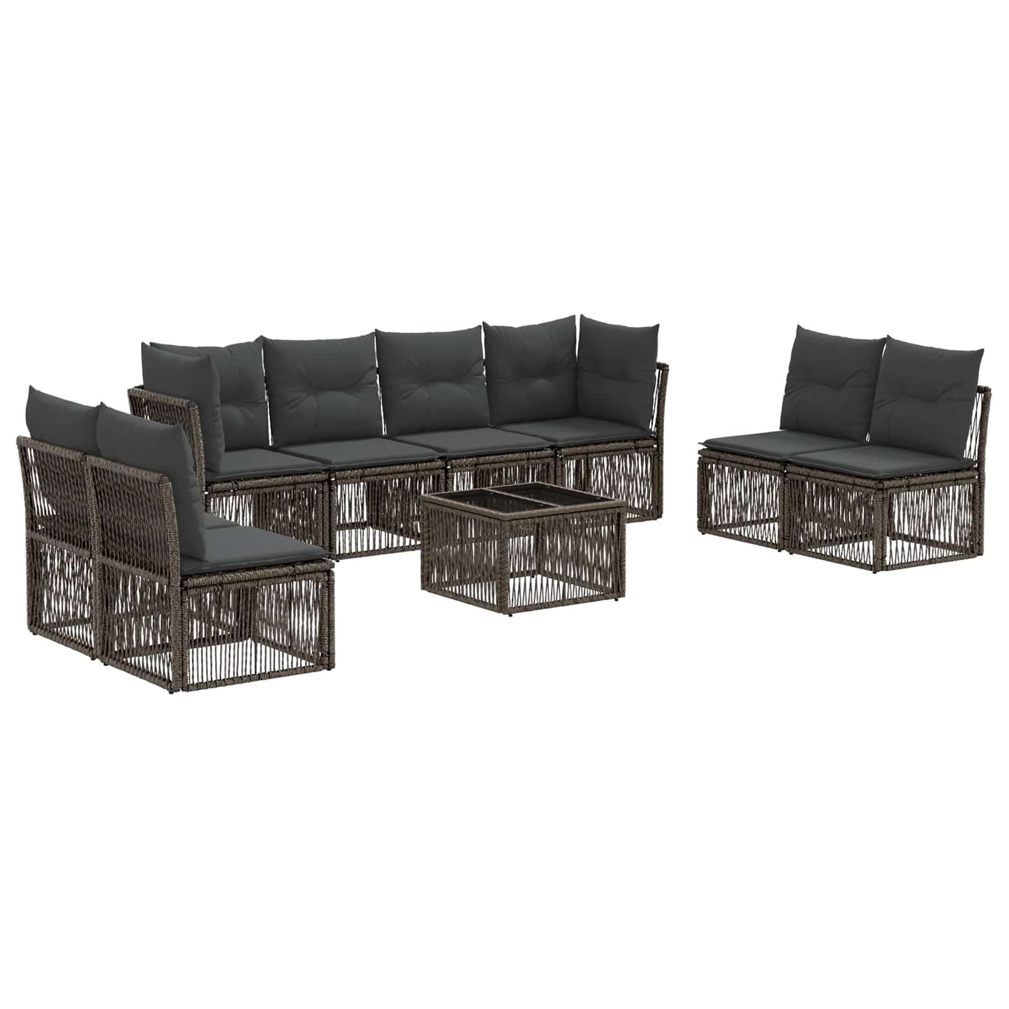 Set Divano da Giardino 9 pcs Grigio polyrattan | homemem39