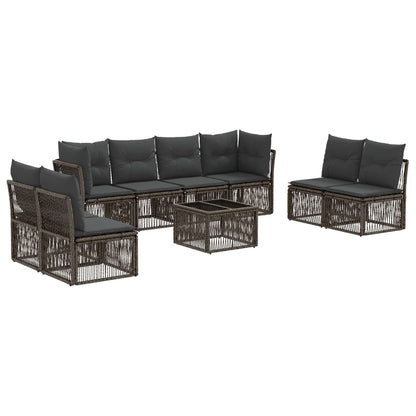 Set Divano da Giardino 9 pcs Grigio polyrattan | homemem39