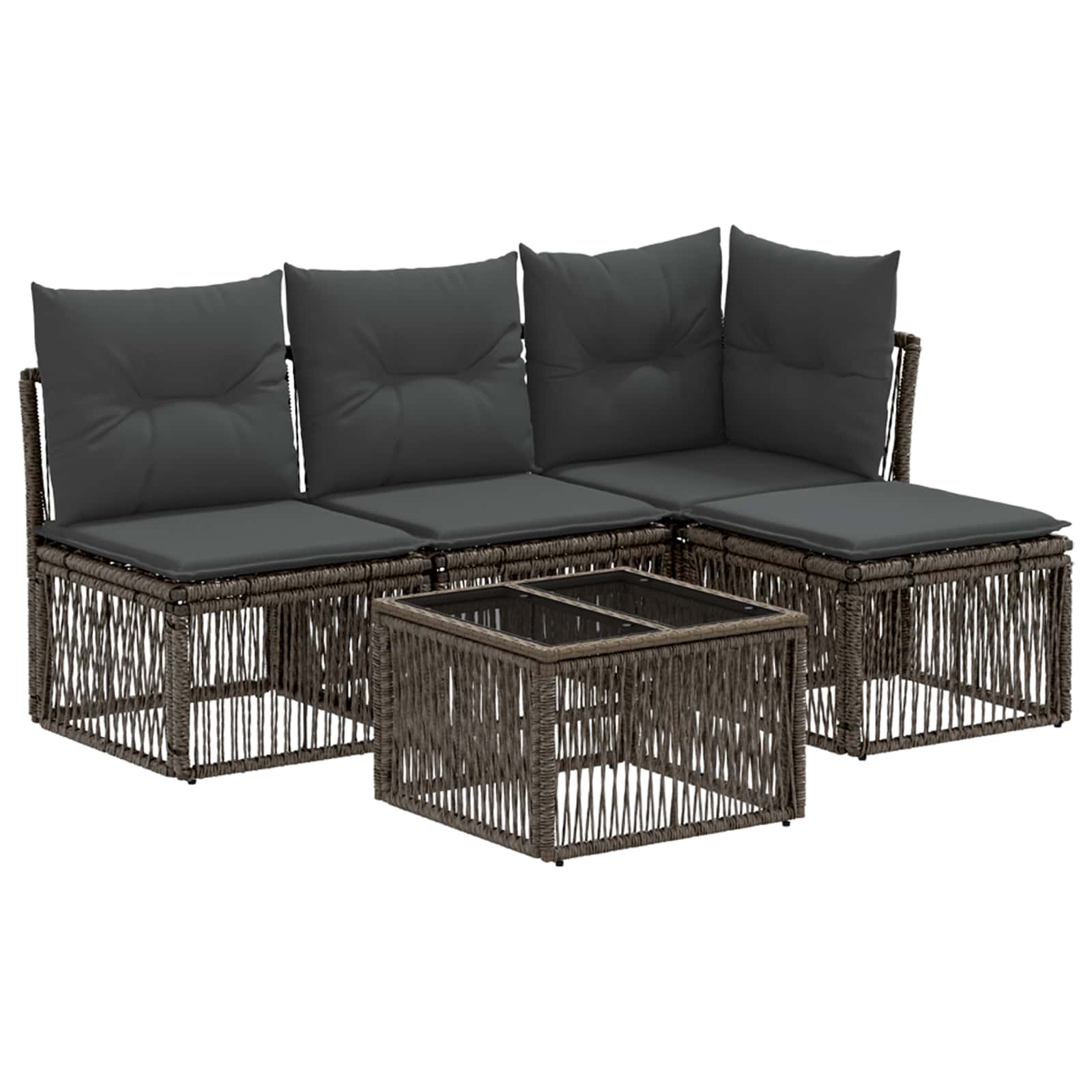 Set Divano da Giardino 5 pcs Grigio polyrattan | homemem39
