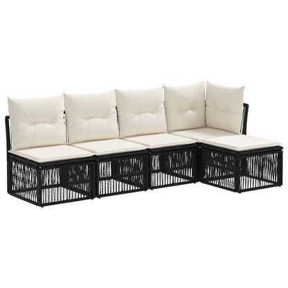 Set Divano da Giardino 5 pcs Nero polyrattan | homemem39