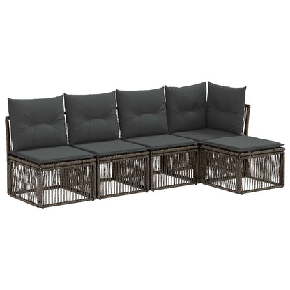 Set Divano da Giardino 5 pcs Grigio polyrattan | homemem39